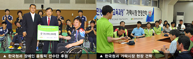 한국청과 장애인 올림픽 선수단 후원, 한국청과 가락시장 현장 견학