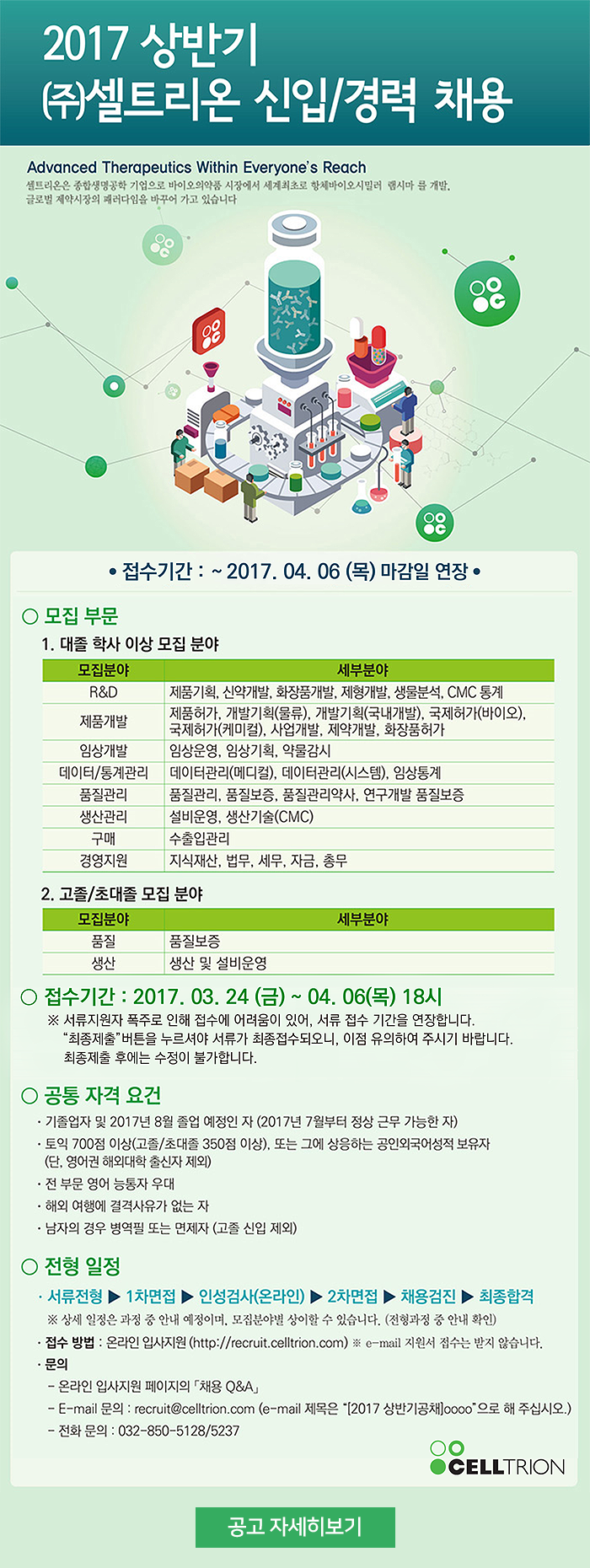 2017년 상반기 ㈜셀트리온 신입/경력 채용