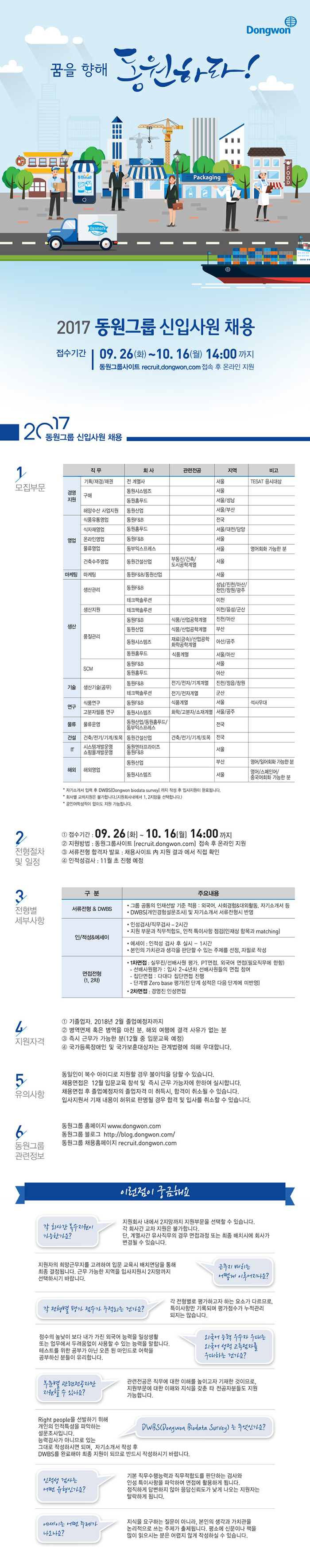 2017 동원그룹 신입사원 채용
