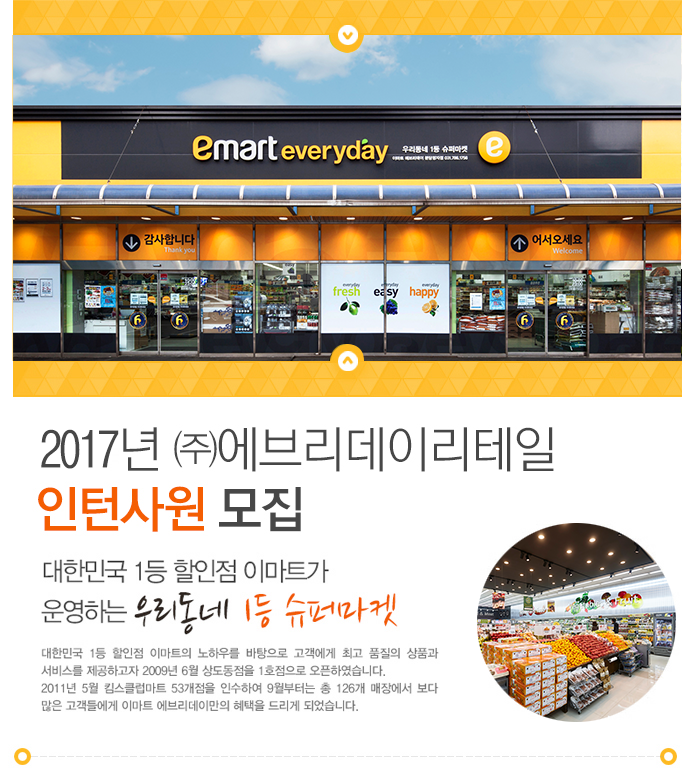 2017년 (주)에브리데이리테일 인턴사원 모집