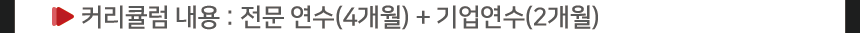 커리큘럼 내용 : 전문 연수(4개월) + 기업연수(2개월)
