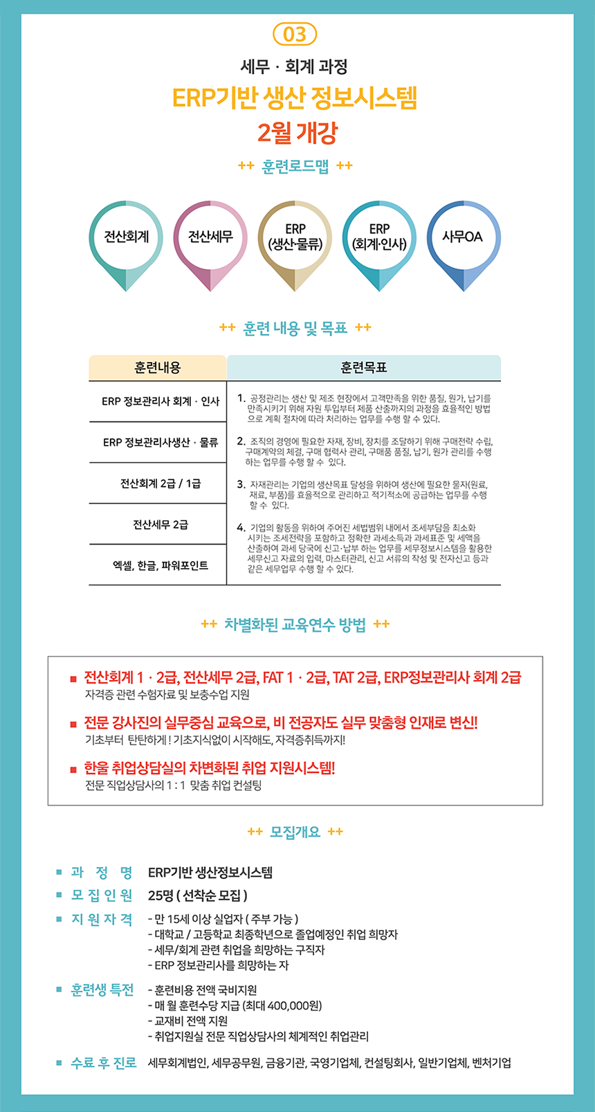 [한울직업전문학교] [전액국비지원]SW개발, 디자인, ERP직업훈련생 모집(D-12) - 사람인