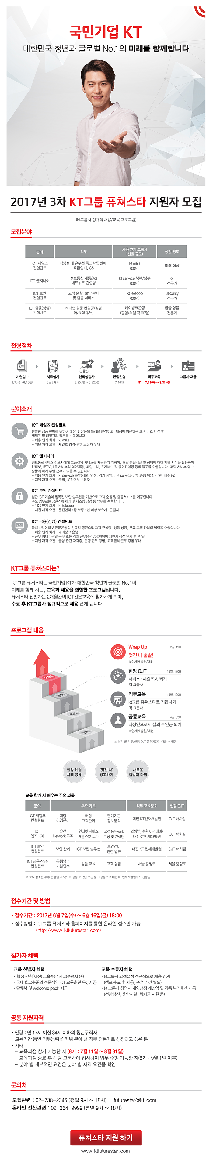 KT 고용디딤돌
2017년 3차 KT그룹 퓨쳐스타 지원자 모집