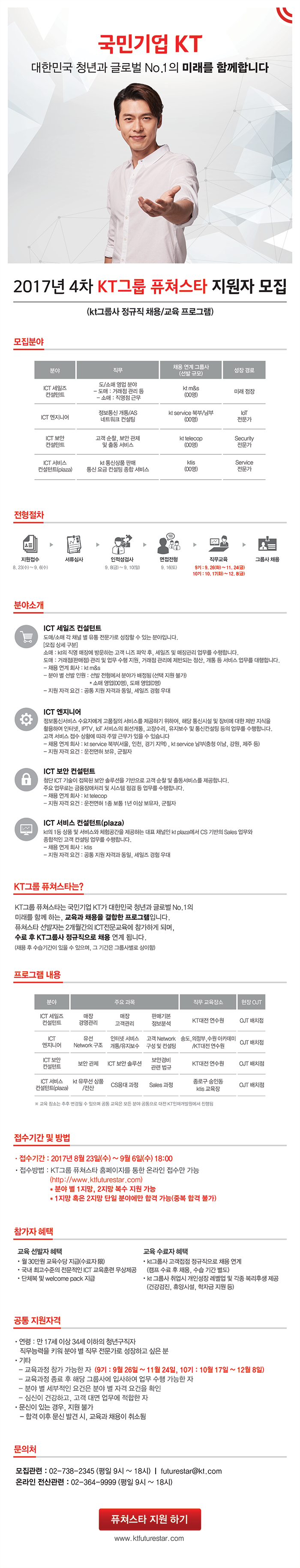KT 고용디딤돌
2017년 4차 KT그룹 퓨쳐스타 지원자 모집