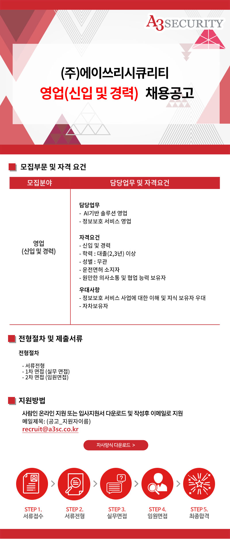 [(주)에이쓰리시큐리티] (주)에이쓰리시큐리티 영업 신입 및 경력 채용 - 사람인