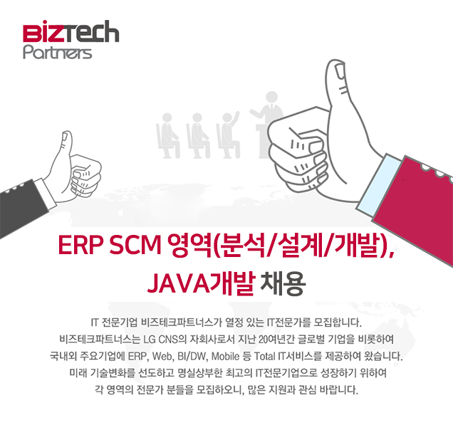 [(주)비즈테크파트너스] ERP SCM 영역(분석/설계/개발), JAVA개발 채용 - 사람인