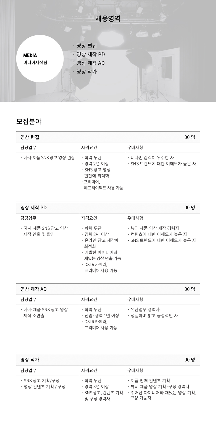 [주식회사 블랙홀릭] 커머스쇼핑몰 영상편집, 영상PD, 영상제작 AD, 영상작가 채용 - 사람인