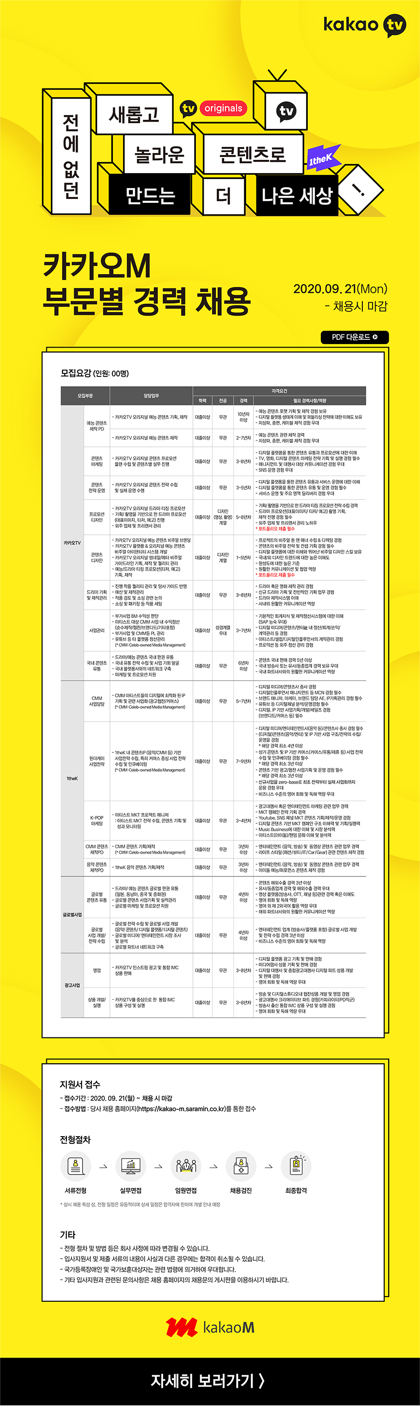 카카오 채용공고, 채용공고 디자인, 채용공고 양식, 디자인 레퍼런스, 채용공고 포스터