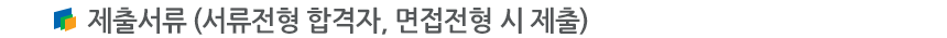 제출서류 (서류전형 합격자, 면접전형 시 제출)