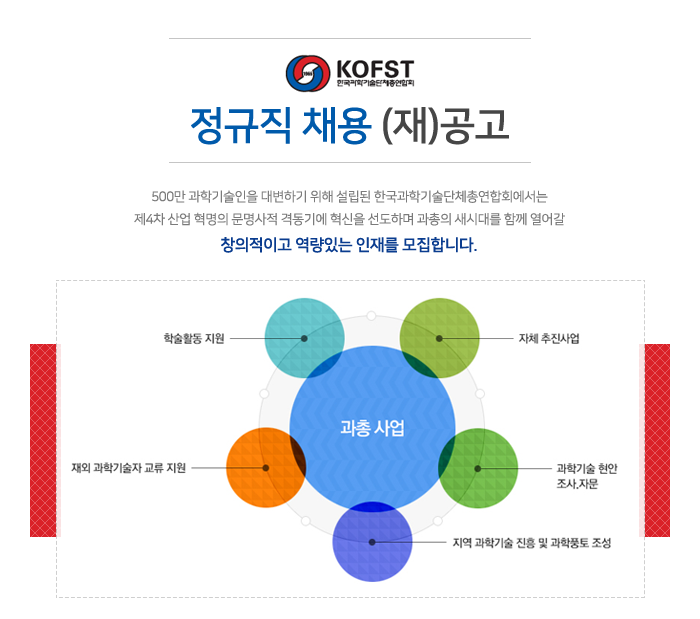 한국과학기술단체총연합회 정규직 채용 (재)공고