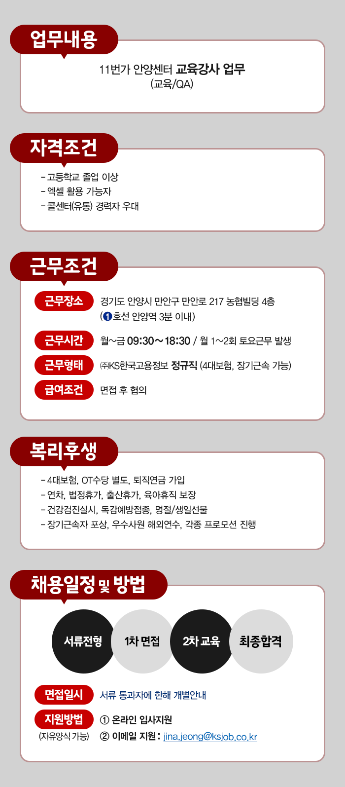 주)케이에스한국고용정보] [11번가] 교육강사 모집 (콜센터 경력자 필수) - 사람인