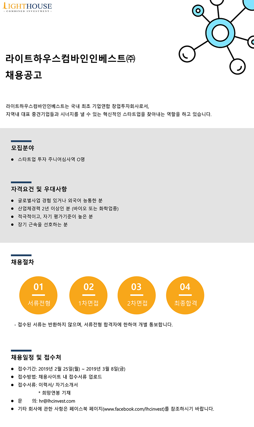 [라이트하우스컴바인인베스트(주)] [벤처캐피탈] 스타트업 투자심사역 채용 - 사람인