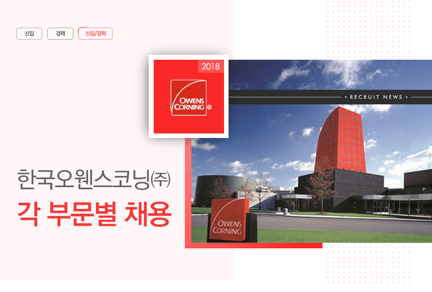 [한국오웬스코닝(주)] 한국오웬스코닝㈜ 각 부문별 채용 - 사람인