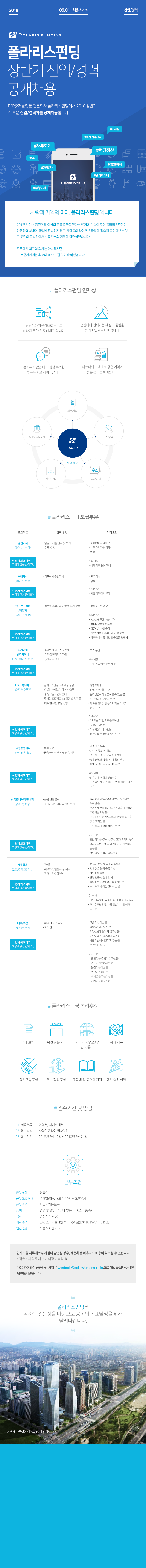 2018 폴라리스펀딩 상반기 신입/경력 공개채용