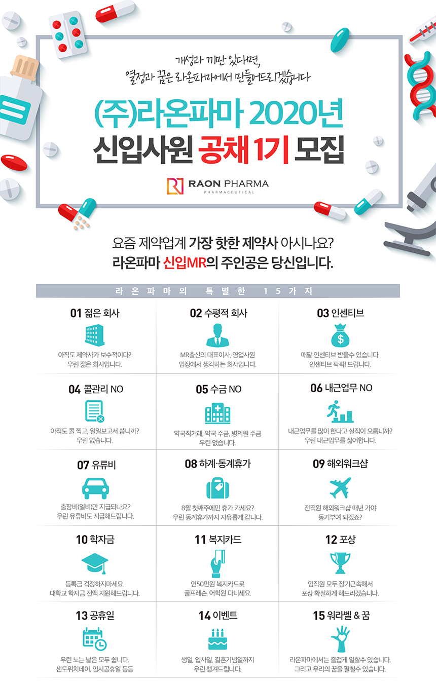 [(주)라온파마] (주)라온파마 2020년 신입사원 공채1기 모집 - 사람인
