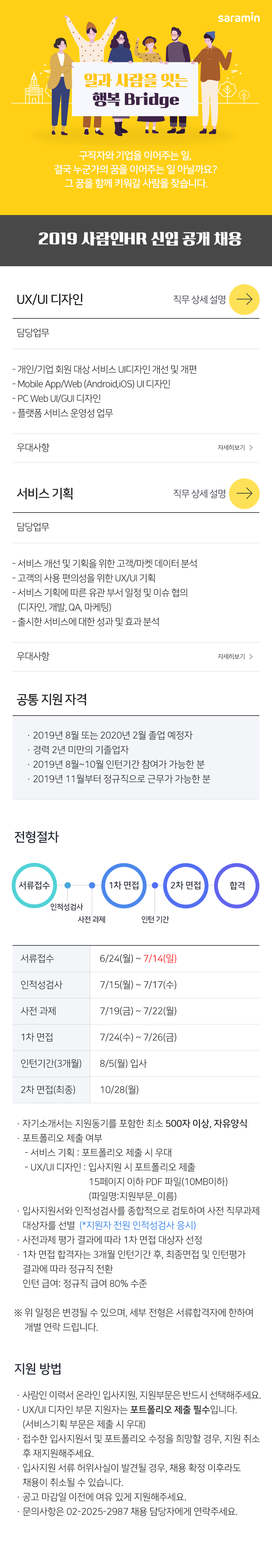 일과 사람을 잇는 행복 Bridge, 2019 사람인HR 신입 공개 채용