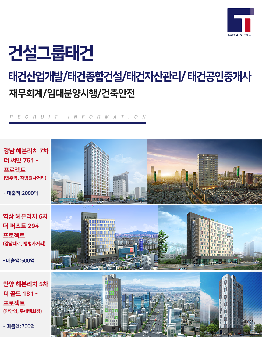 [(주)태건종합건설] 재무회계/임대분양시행/건축안전 - 사람인