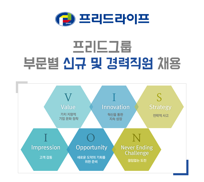 [(주)프리드라이프] 프리드그룹 부문별 신규 및 경력직원 채용 - 사람인